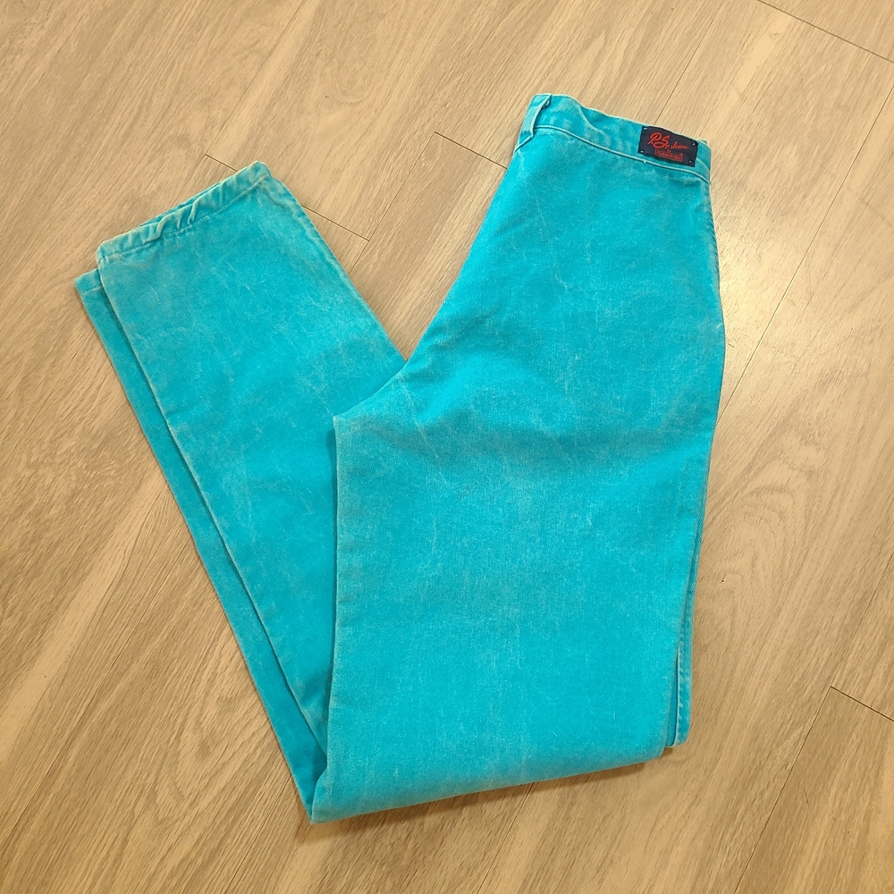 VTG Panhandle Slim Womens 11/12(Tag) Turqouise High Waisted Staight Leg Jean 90s